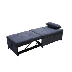 Multi-Function 26.8 in. Width Dark Gray Velvet Folding Ottoman Sofa Bed Convertible Chair For Living Room by sumyeg -Cheap sumyeg Store dark gray sumyeg sofa beds sy w03021 4f 1000