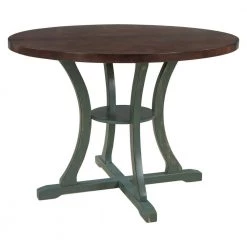 5-Piece Wood Top Round Dining Table and Chair Set with Special-shaped Legs and an Hollow Chair Back in Dark green by Polibi -Cheap sumyeg Store dark green polibi dining room sets mb 5prdtcs dg 4f 1000
