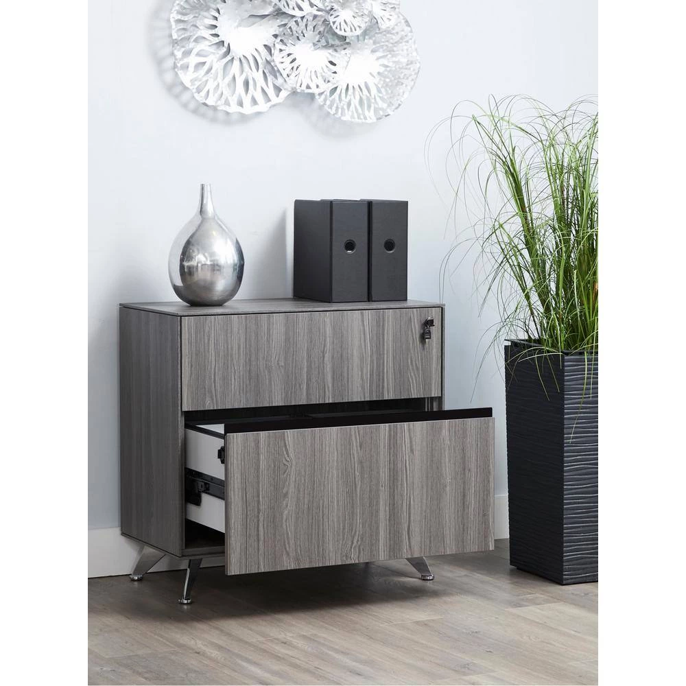Dark Grey 32 in. W x 17 in. D x 32 in. H 2-Drawer Wood Lateral File Cabinet by Nyhus 6 Dark Grey 32 in. W x 17 in. D x 32 in. H 2-Drawer Wood Lateral File Cabinet by Nyhus - Image 4