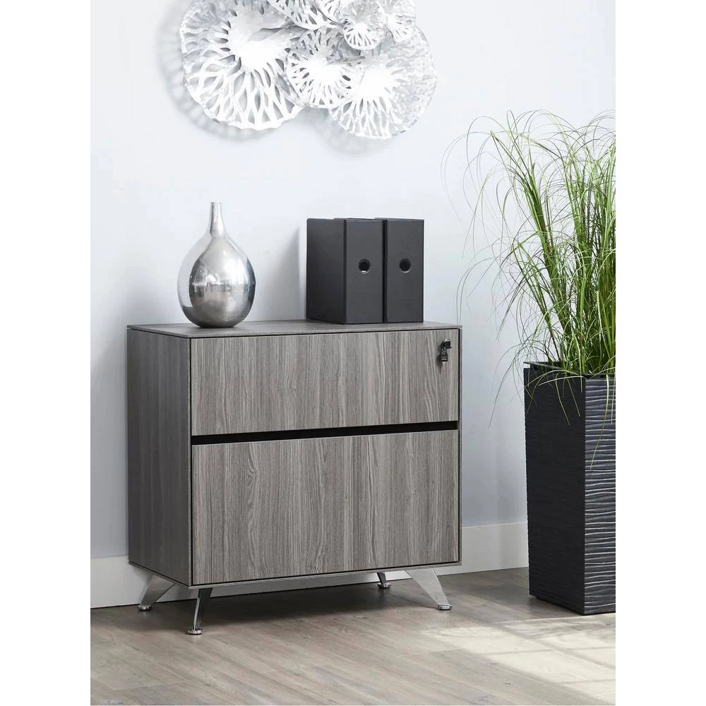 Dark Grey 32 in. W x 17 in. D x 32 in. H 2-Drawer Wood Lateral File Cabinet by Nyhus 5 Dark Grey 32 in. W x 17 in. D x 32 in. H 2-Drawer Wood Lateral File Cabinet by Nyhus - Image 3