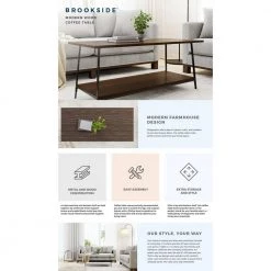 Eliza 22 in. Dark Oak Rectangle Metal and Wood Coffee Table with Storage Shelf by Brookside 13 Eliza 22 in. Dark Oak Rectangle Metal and Wood Coffee Table with Storage Shelf by Brookside -Cheap sumyeg Store dark oak brookside coffee tables bs0001cft00br 66 1000