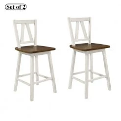 Distressed White Farmhouse Counter Height Dining Chair(Set of 2) by Polibi