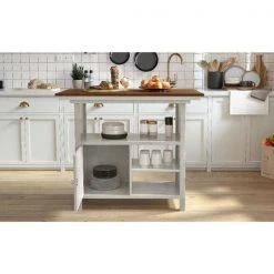 42.20 in. Rectangle Distressed White Farmhouse Wood Top Dining Table with Storage Cabinet and Shelves by Polibi 23 42.20 in. Rectangle Distressed White Farmhouse Wood Top Dining Table with Storage Cabinet and Shelves by Polibi -Cheap sumyeg Store distressed white polibi kitchen dining tables rs 422rdfwdt 31 1000