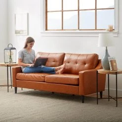 Ellen 75.5 in. Brown Camel Slope Arm Faux Leather Upholstered Straight 3-Seater Sofa by Brookside 16 Ellen 75.5 in. Brown Camel Slope Arm Faux Leather Upholstered Straight 3-Seater Sofa by Brookside -Cheap sumyeg Store faux camel brookside sofas couches bs0008sof00fc 40 1000