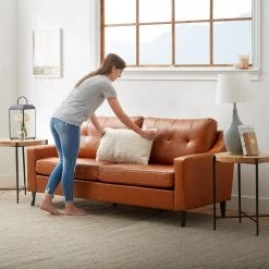 Ellen 75.5 in. Brown Camel Slope Arm Faux Leather Upholstered Straight 3-Seater Sofa by Brookside 21 Ellen 75.5 in. Brown Camel Slope Arm Faux Leather Upholstered Straight 3-Seater Sofa by Brookside -Cheap sumyeg Store faux camel brookside sofas couches bs0008sof00fc c3 1000