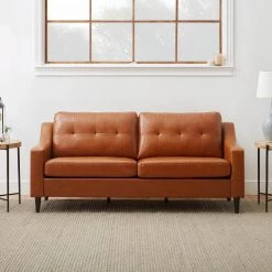 Ellen 75.5 in. Brown Camel Slope Arm Faux Leather Upholstered Straight 3-Seater Sofa by Brookside 24 Ellen 75.5 in. Brown Camel Slope Arm Faux Leather Upholstered Straight 3-Seater Sofa by Brookside -Cheap sumyeg Store faux camel brookside sofas couches bs0008sof00fc d4 1000
