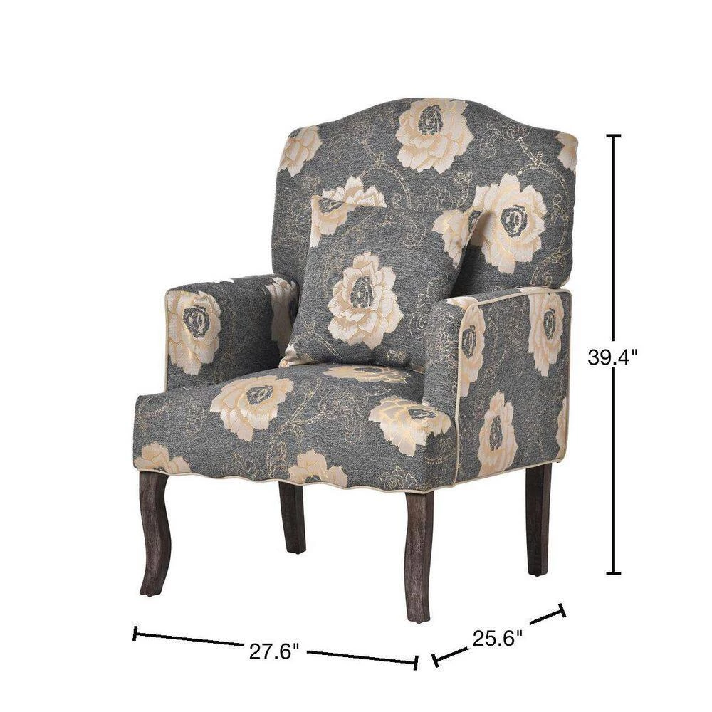 27.60 in. W Modern Flower Patterned Linen Accent Armchair with 1 Pillow by Polibi 5 27.60 in. W Modern Flower Patterned Linen Accent Armchair with 1 Pillow by Polibi - Image 3