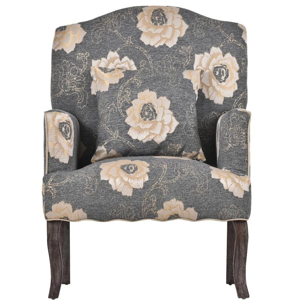 27.60 in. W Modern Flower Patterned Linen Accent Armchair with 1 Pillow by Polibi 3 27.60 in. W Modern Flower Patterned Linen Accent Armchair with 1 Pillow by Polibi