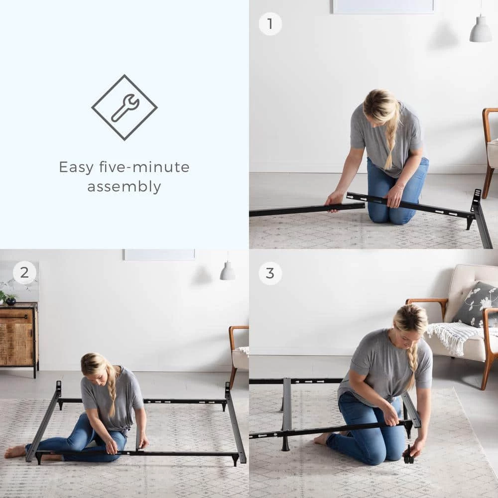 Universal Adjustable Metal Bed Frame with Center Support - Glides by Brookside 7 Universal Adjustable Metal Bed Frame with Center Support - Glides by Brookside - Image 5