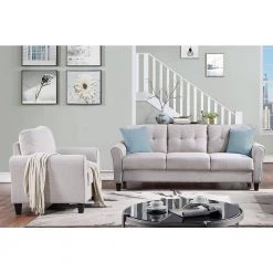 79.9 in. W Round Arm Linen Straight Sofas Living Room Set in Light Gray (2-Piece) by Polibi 19 79.9 in. W Round Arm Linen Straight Sofas Living Room Set in Light Gray (2-Piece) by Polibi -Cheap sumyeg Store gray 2 piece polibi sofas couches cb 2plgls 13 31 1000