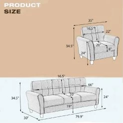 79.9 in. W Round Arm Linen Straight Sofas Living Room Set in Light Gray (2-Piece) by Polibi 13 79.9 in. W Round Arm Linen Straight Sofas Living Room Set in Light Gray (2-Piece) by Polibi -Cheap sumyeg Store gray 2 piece polibi sofas couches cb 2plgls 13 40 1000