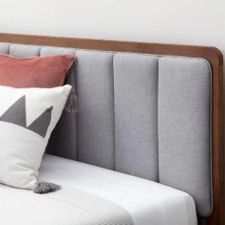 Ivy Queen Gray and Oak Wood Platform Bed Frame with Upholstered Vertical Channel Headboard by Brookside 15 Ivy Queen Gray and Oak Wood Platform Bed Frame with Upholstered Vertical Channel Headboard by Brookside -Cheap sumyeg Store gray and oak brookside platform beds bs0002uwbqqgo 31 1000