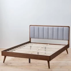 Ivy Queen Gray and Oak Wood Platform Bed Frame with Upholstered Vertical Channel Headboard by Brookside 13 Ivy Queen Gray and Oak Wood Platform Bed Frame with Upholstered Vertical Channel Headboard by Brookside -Cheap sumyeg Store gray and oak brookside platform beds bs0002uwbqqgo 4f 1000