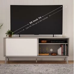 Madison 58 in. Gray and White Mid Century Modern TV Stand Fits TV's up to 65 in. with Sliding Doors by Brookside 18 Madison 58 in. Gray and White Mid Century Modern TV Stand Fits TV's up to 65 in. with Sliding Doors by Brookside -Cheap sumyeg Store gray and white brookside tv stands bs0001mdc58gr 1f 1000