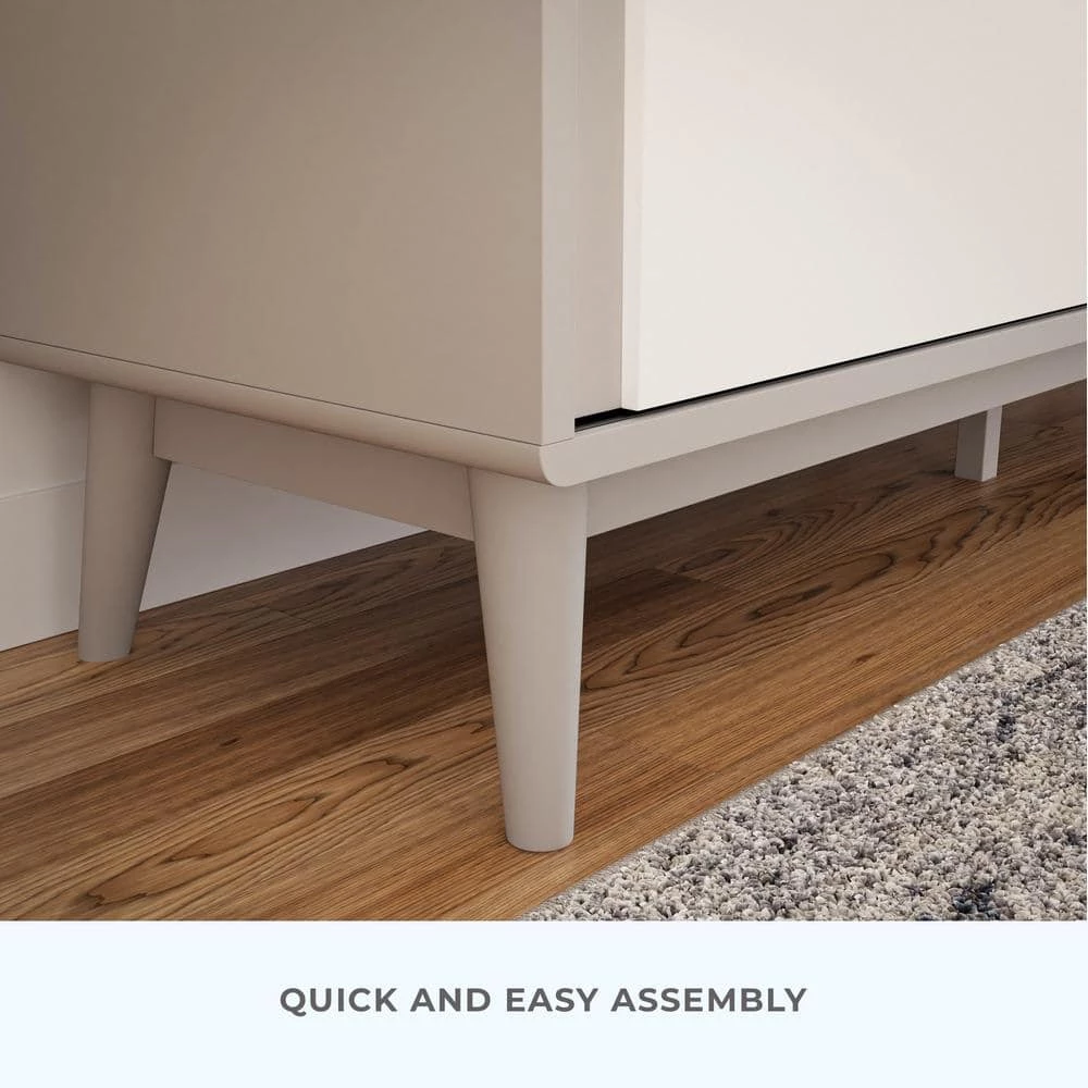 Madison 58 in. Gray and White Mid Century Modern TV Stand Fits TV's up to 65 in. with Sliding Doors by Brookside 10 Madison 58 in. Gray and White Mid Century Modern TV Stand Fits TV's up to 65 in. with Sliding Doors by Brookside - Image 8