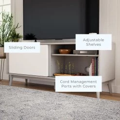 Madison 58 in. Gray and White Mid Century Modern TV Stand Fits TV's up to 65 in. with Sliding Doors by Brookside 17 Madison 58 in. Gray and White Mid Century Modern TV Stand Fits TV's up to 65 in. with Sliding Doors by Brookside -Cheap sumyeg Store gray and white brookside tv stands bs0001mdc58gr 4f 1000