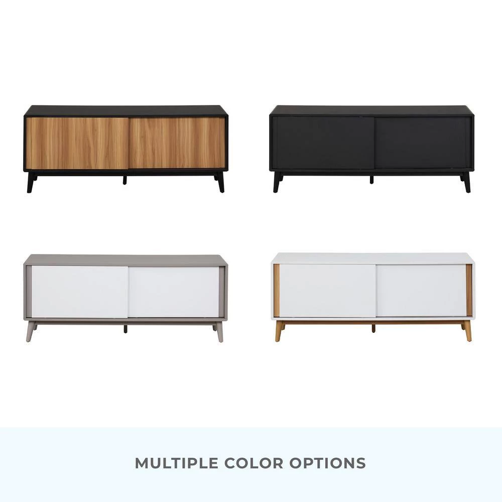 Madison 58 in. Gray and White Mid Century Modern TV Stand Fits TV's up to 65 in. with Sliding Doors by Brookside 12 Madison 58 in. Gray and White Mid Century Modern TV Stand Fits TV's up to 65 in. with Sliding Doors by Brookside - Image 10