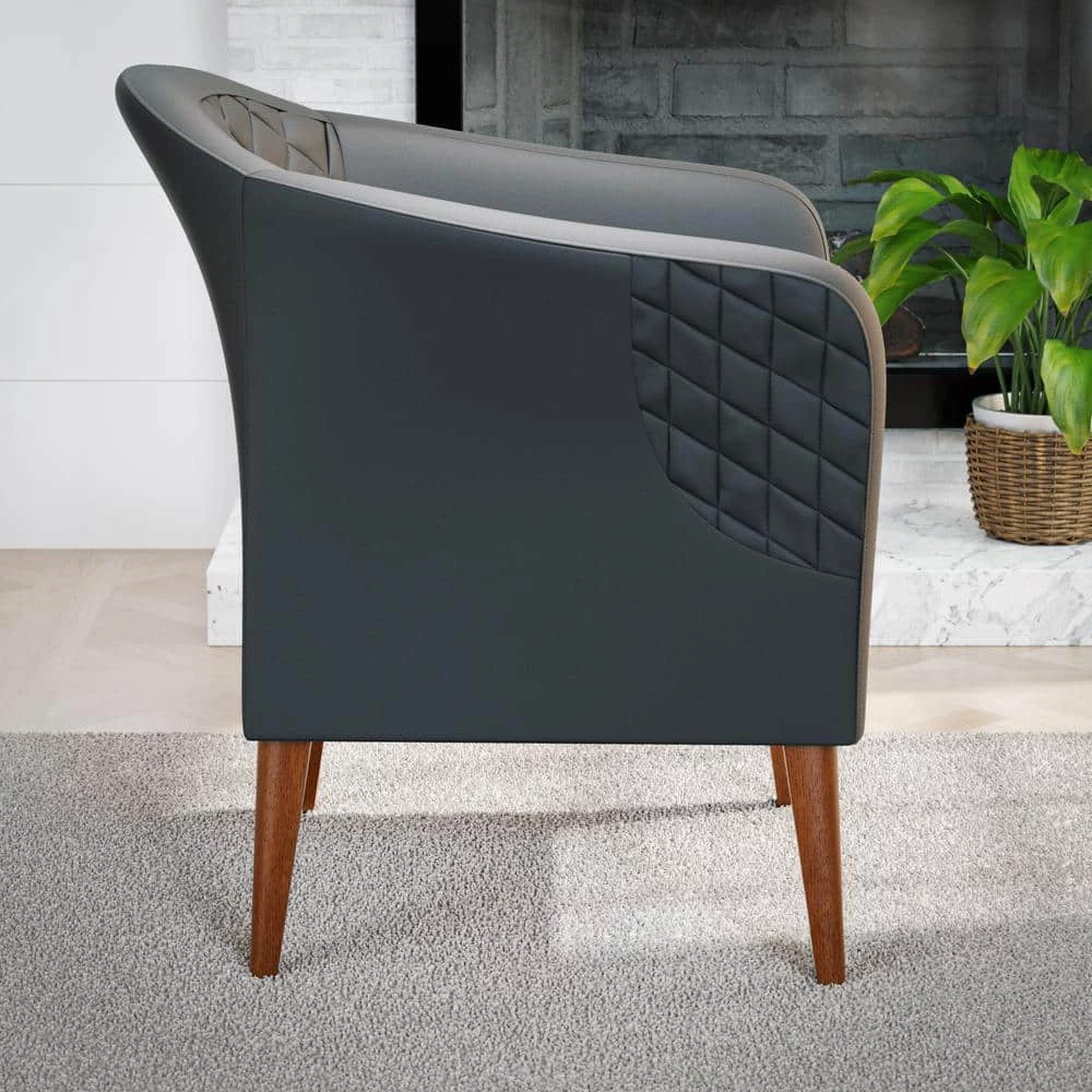 Vera Gray Faux Leather Upholstered Barrel Accent Chair by Brookside 13 Vera Gray Faux Leather Upholstered Barrel Accent Chair by Brookside - Image 11