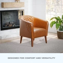 Vera Gray Faux Leather Upholstered Barrel Accent Chair by Brookside 20 Vera Gray Faux Leather Upholstered Barrel Accent Chair by Brookside -Cheap sumyeg Store gray brookside accent chairs bs0002chr00fg 44 1000