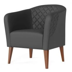 Vera Gray Faux Leather Upholstered Barrel Accent Chair by Brookside