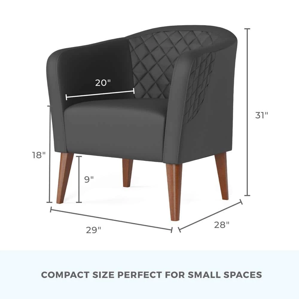 Vera Gray Faux Leather Upholstered Barrel Accent Chair by Brookside 7 Vera Gray Faux Leather Upholstered Barrel Accent Chair by Brookside - Image 5