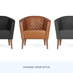 Vera Gray Faux Leather Upholstered Barrel Accent Chair by Brookside 21 Vera Gray Faux Leather Upholstered Barrel Accent Chair by Brookside -Cheap sumyeg Store gray brookside accent chairs bs0002chr00fg fa 1000