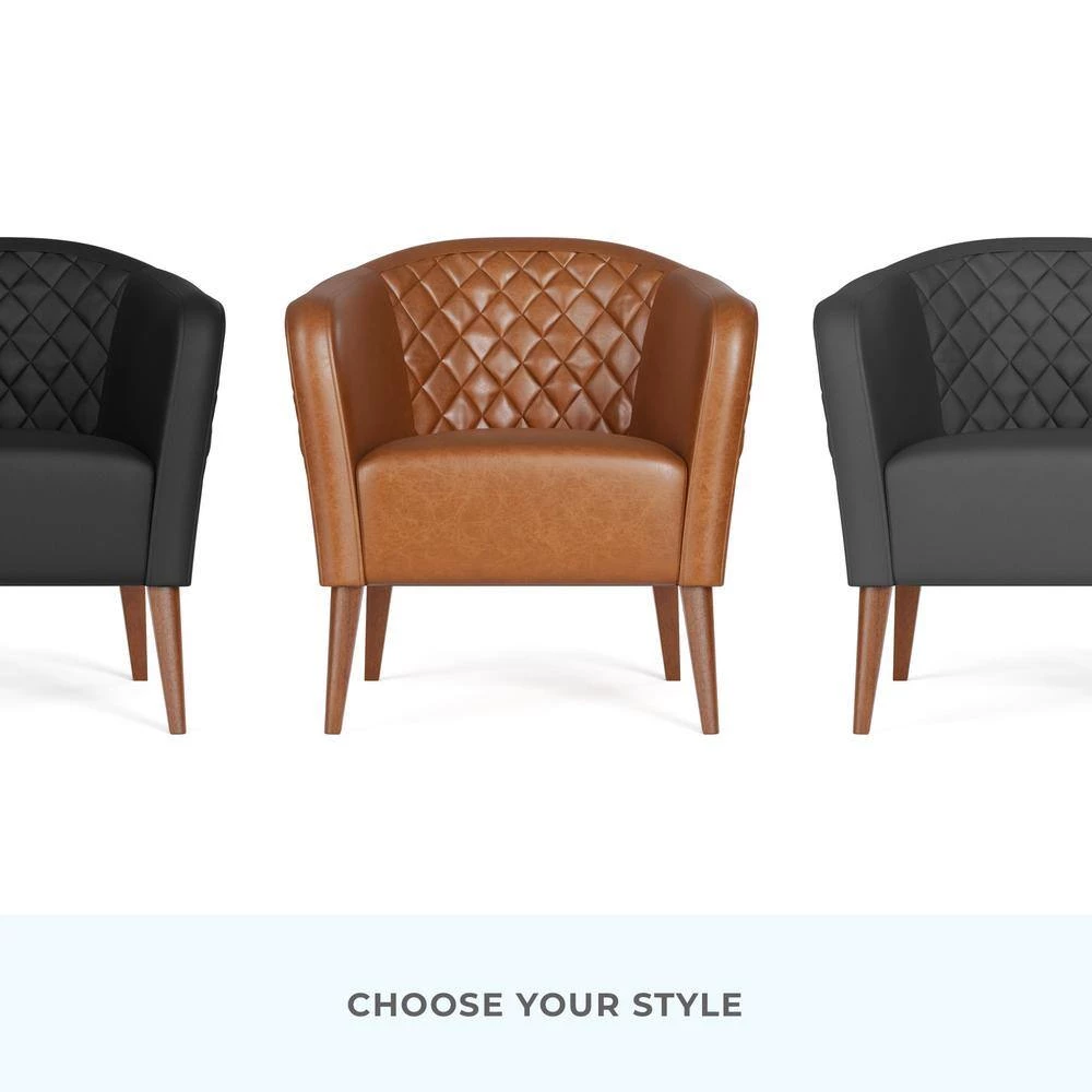 Vera Gray Faux Leather Upholstered Barrel Accent Chair by Brookside 11 Vera Gray Faux Leather Upholstered Barrel Accent Chair by Brookside - Image 9