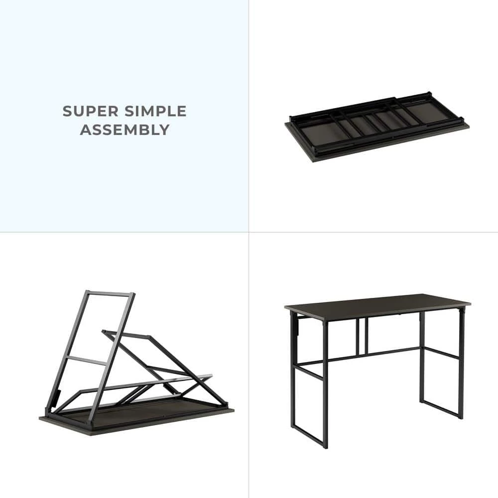 Delia 39.4 in. Rectangular Gray Metal Computer Desk with Folding Legs by Brookside 10 Delia 39.4 in. Rectangular Gray Metal Computer Desk with Folding Legs by Brookside - Image 8