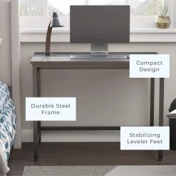 Delle 40 in. Rectangular Gray Industrial Metal Computer Desk by Brookside 18 Delle 40 in. Rectangular Gray Industrial Metal Computer Desk by Brookside -Cheap sumyeg Store gray brookside computer desks bs0004dsk40gr 1f 1000