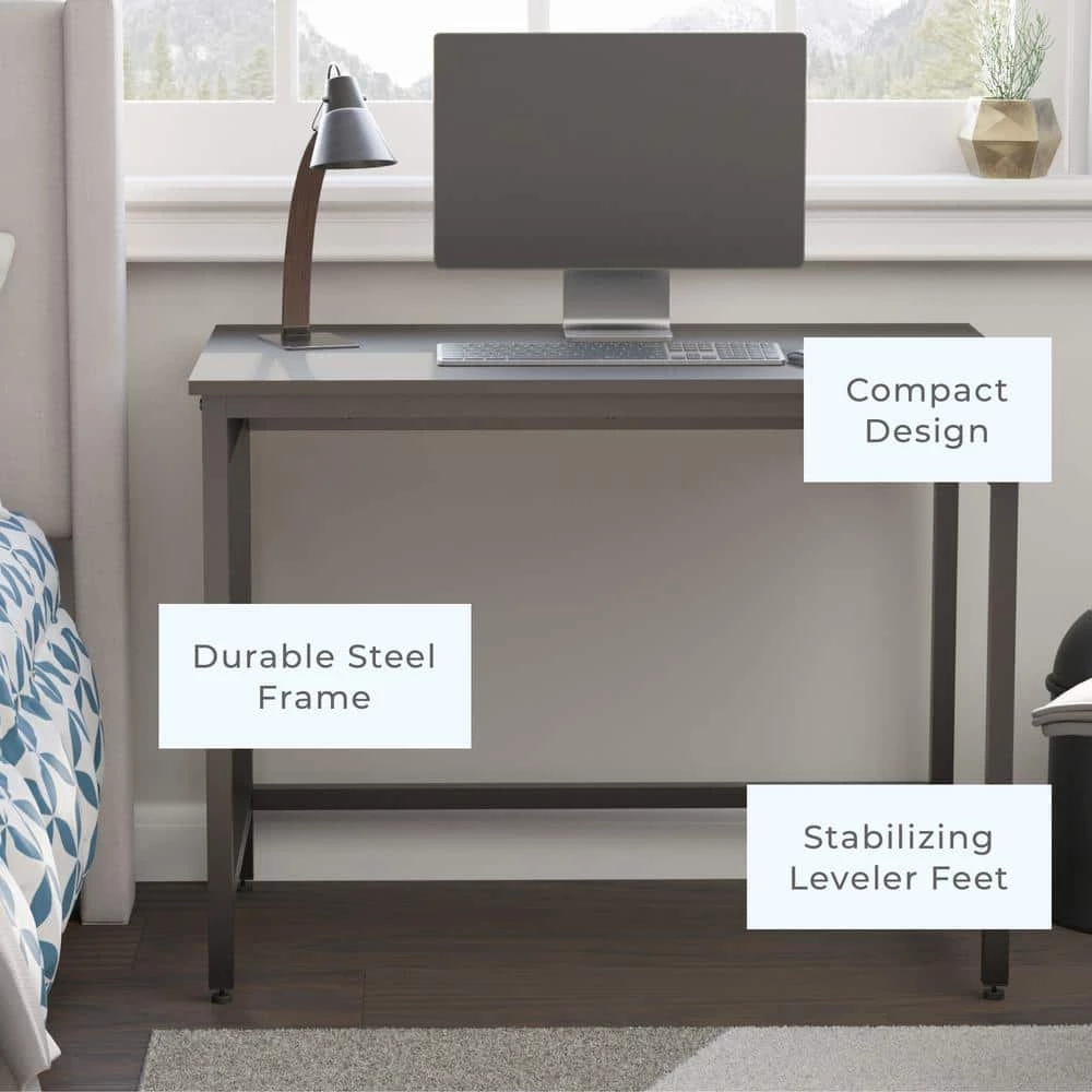 Delle 40 in. Rectangular Gray Industrial Metal Computer Desk by Brookside 9 Delle 40 in. Rectangular Gray Industrial Metal Computer Desk by Brookside - Image 7