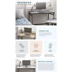 Delle 40 in. Rectangular Gray Industrial Metal Computer Desk by Brookside 14 Delle 40 in. Rectangular Gray Industrial Metal Computer Desk by Brookside -Cheap sumyeg Store gray brookside computer desks bs0004dsk40gr 66 1000