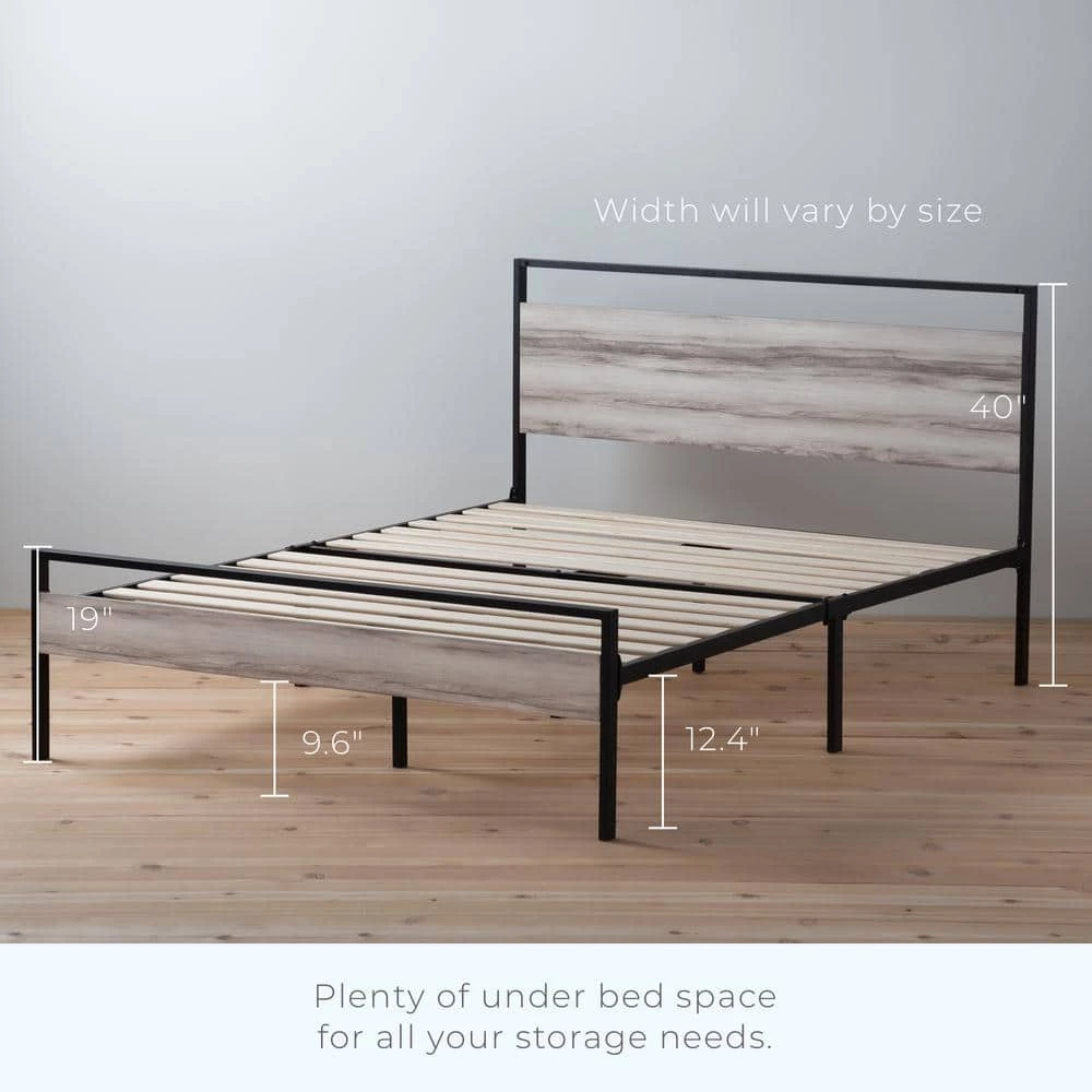 Nora Gray King Metal and Wood Platform Bed Frame by Brookside 4 Nora Gray King Metal and Wood Platform Bed Frame by Brookside - Image 2