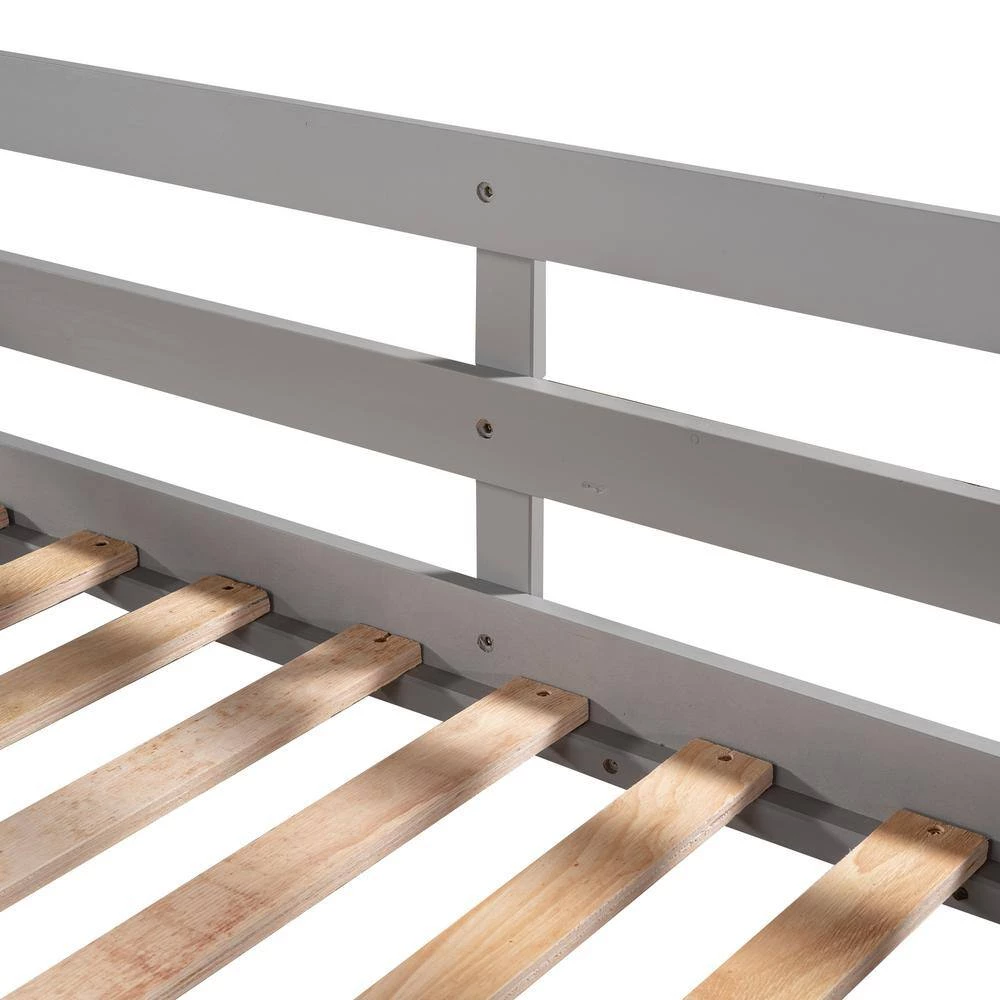 Modern Gray Full and Twin Size L-Shaped Bunk Bed with Slide and Short Ladder by Polibi 8 Modern Gray Full and Twin Size L-Shaped Bunk Bed with Slide and Short Ladder by Polibi - Image 7