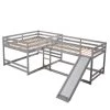 Modern Gray Full and Twin Size L-Shaped Bunk Bed with Slide and Short Ladder by Polibi 1 Modern Gray Full and Twin Size L-Shaped Bunk Bed with Slide and Short Ladder by Polibi -Cheap sumyeg Store gray polibi bunk beds mb mftlb g 64 1000