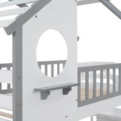 Stairway House Style Twin Over Twin Gray Bunk Bed with Storage and Guard Rail by Polibi 16 Stairway House Style Twin Over Twin Gray Bunk Bed with Storage and Guard Rail by Polibi -Cheap sumyeg Store gray polibi bunk beds mb shsnbb g 4f 1000
