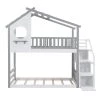 Stairway House Style Twin Over Twin Gray Bunk Bed with Storage and Guard Rail by Polibi 1 Stairway House Style Twin Over Twin Gray Bunk Bed with Storage and Guard Rail by Polibi -Cheap sumyeg Store gray polibi bunk beds mb shsnbb g 64 1000