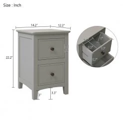 Chic Gray Solid Wood Nightstand End Table with 2 Drawers(12.2 in. L x 14.1 in. W x 22.24 in. H) by Polibi 12 Chic Gray Solid Wood Nightstand End Table with 2 Drawers(12.2 in. L x 14.1 in. W x 22.24 in. H) by Polibi -Cheap sumyeg Store gray polibi nightstands rs cgswn g 40 1000