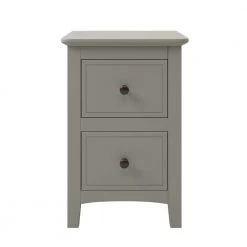 Chic Gray Solid Wood Nightstand End Table with 2 Drawers(12.2 in. L x 14.1 in. W x 22.24 in. H) by Polibi