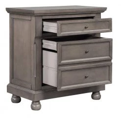 Gray Retro Style Nightstand with 3 Drawers 27.56 in. W x 15.7 in. D x 29.9 in. H by Polibi 19 Gray Retro Style Nightstand with 3 Drawers 27.56 in. W x 15.7 in. D x 29.9 in. H by Polibi -Cheap sumyeg Store gray polibi nightstands rs rsn3d g 44 1000