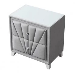 Gray Velvet Upholstered Solid Wood Nightstand, End table with 2 Drawers(26.70 in. W x 17.00 in. D x 28.00 in. H) by Polibi 16 Gray Velvet Upholstered Solid Wood Nightstand, End table with 2 Drawers(26.70 in. W x 17.00 in. D x 28.00 in. H) by Polibi -Cheap sumyeg Store gray polibi nightstands rs vusn2d g 4f 1000