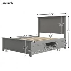 57.20 in. W Gray Full Solid Wood Platform Bed with Storage by Polibi -Cheap sumyeg Store gray polibi platform beds mb gswpb f 40 1000