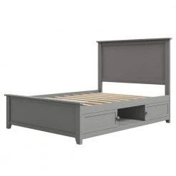 57.20 in. W Gray Full Solid Wood Platform Bed with Storage by Polibi
