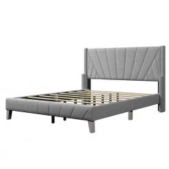 67.70 in. W Queen Size Velvet Upholstered Bed in Gray Frame with Channel Tufting and Nailhead Trim by Polibi 15 67.70 in. W Queen Size Velvet Upholstered Bed in Gray Frame with Channel Tufting and Nailhead Trim by Polibi -Cheap sumyeg Store gray polibi platform beds rs 677vub qg c3 1000
