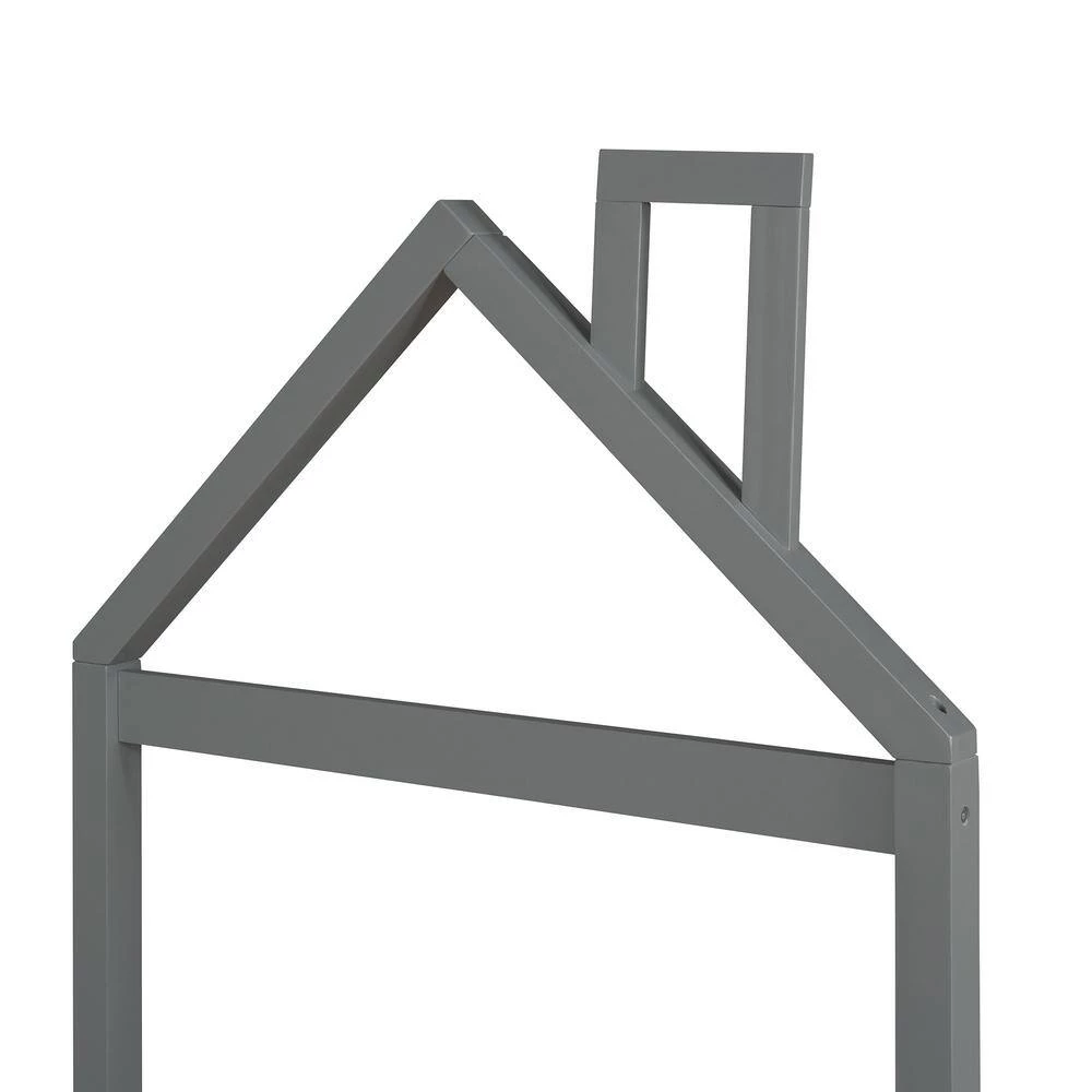 42.30 in. W Twin Size Wood Platform Bed in Gray with House-shaped Headboard by Polibi 11 42.30 in. W Twin Size Wood Platform Bed in Gray with House-shaped Headboard by Polibi - Image 9