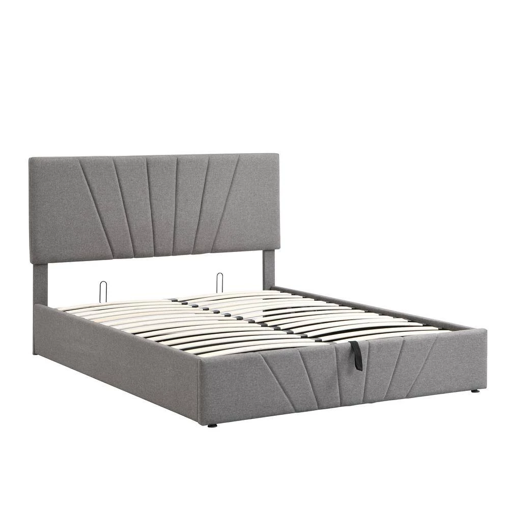 Gray Queen size Upholstered Platform bed with a Hydraulic Storage System by Polibi 7 Gray Queen size Upholstered Platform bed with a Hydraulic Storage System by Polibi - Image 5
