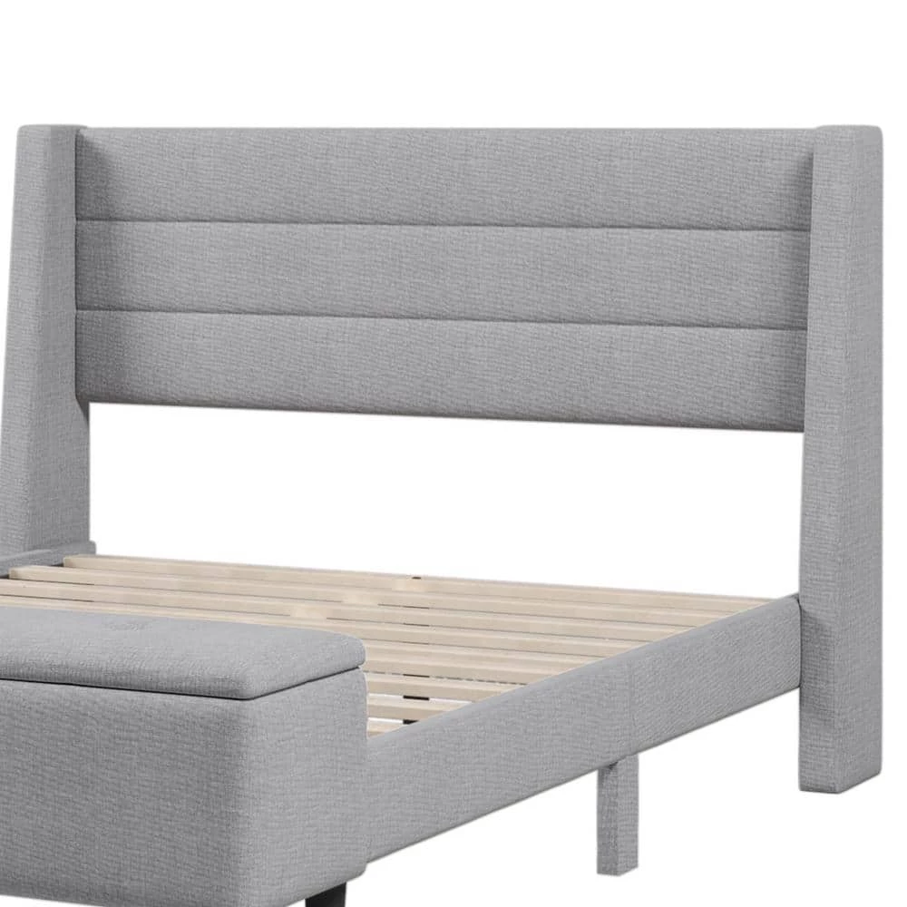 67.00 in. W Gray Upholstered Queen Bed Frame with Headboard and Storage Ottoman Bench by Polibi 10 67.00 in. W Gray Upholstered Queen Bed Frame with Headboard and Storage Ottoman Bench by Polibi - Image 8