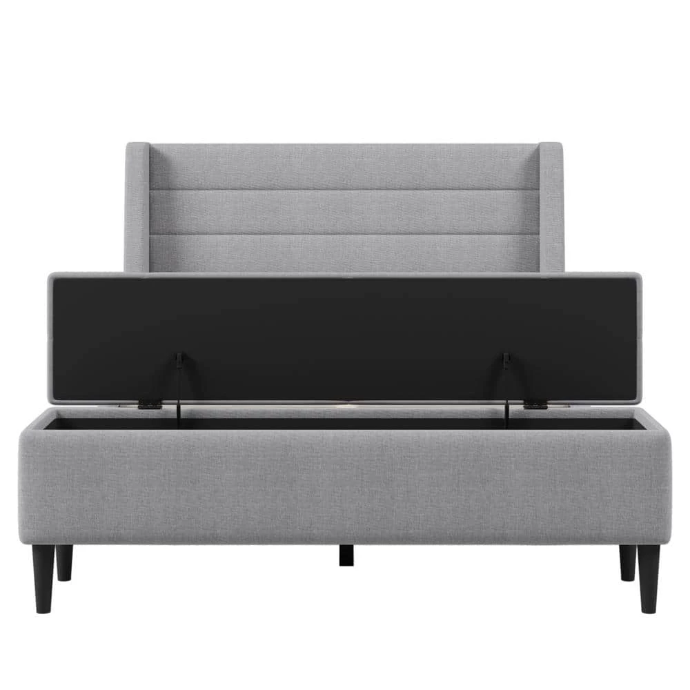 67.00 in. W Gray Upholstered Queen Bed Frame with Headboard and Storage Ottoman Bench by Polibi 8 67.00 in. W Gray Upholstered Queen Bed Frame with Headboard and Storage Ottoman Bench by Polibi - Image 6