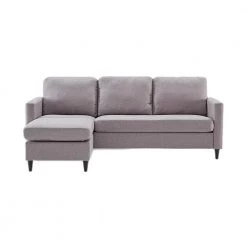82.6 in. W Square Arm Linen Fabric L-Shape 3-Seater Reversible Sectional Sofa in Gray with Handy Side Pocket by Polibi