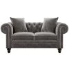 63 in. W Rolled Arm Velvet Classic Chesterfield Loveseat Straight Deep Button Tufted Sofa in Gray with 2-Pillows by Polibi 2 63 in. W Rolled Arm Velvet Classic Chesterfield Loveseat Straight Deep Button Tufted Sofa in Gray with 2-Pillows by Polibi -Cheap sumyeg Store gray polibi sofas couches cb graccs to 64 1000