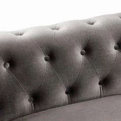 63" & 80" Rolled Arm Velvet Chesterfield Button Tufted Low Back Straight Sofa with 5 Pillows in Gray (2 Pieces) by Polibi 20 63" & 80" Rolled Arm Velvet Chesterfield Button Tufted Low Back Straight Sofa with 5 Pillows in Gray (2 Pieces) by Polibi -Cheap sumyeg Store gray polibi sofas couches cb pcssb fa 1000